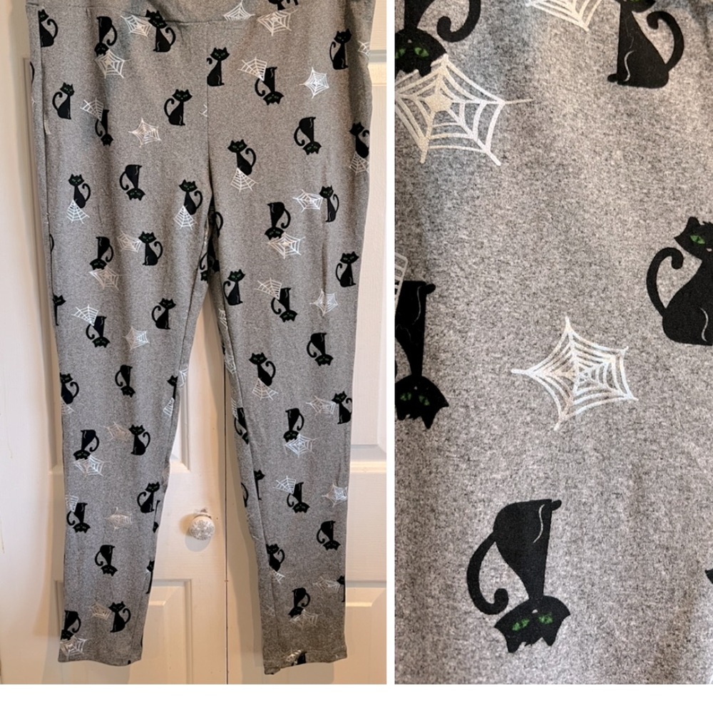 Gray Cat 🐈‍⬛ & 🕷️ Spider Web Leggings